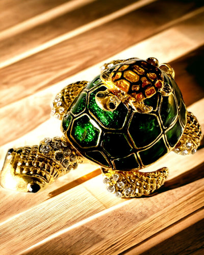 Schmuckkästchen "Schildkrötenfamilie" - Farbe Grün, Personalisierung mit Gravur