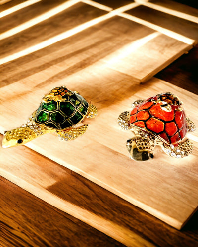Schmuckkästchen "Schildkrötenfamilie" - Farbe Grün, Personalisierung mit Gravur