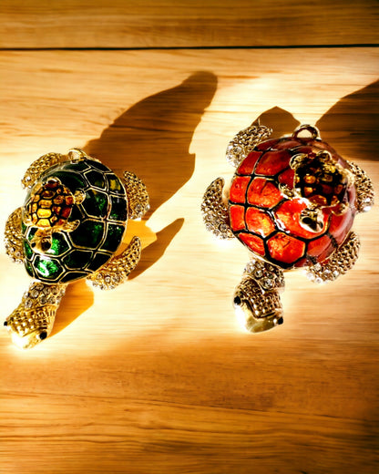 Schmuckkästchen "Schildkrötenfamilie" - Farbe Orange, Personalisierung mit Gravur