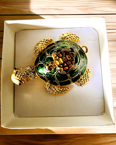 Schmuckkästchen "Schildkrötenfamilie" - Farbe Grün, Personalisierung mit Gravur