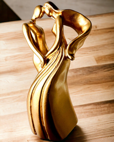 Skulptur der Liebe - "Ewige Leidenschaft" - Kleine dekorative Figur in Goldfarbe mit Gravuroption