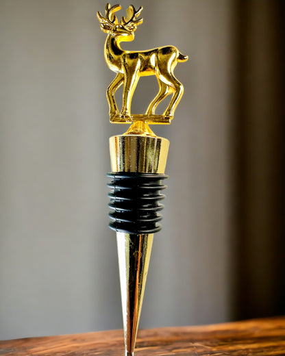 Exklusiver Metall-Weinverschluss mit Hirsch - Elegant und funktional, personalisierbar mit Gravur