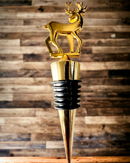 Exklusiver Metall-Weinverschluss mit Hirsch - Elegant und funktional, personalisierbar mit Gravur