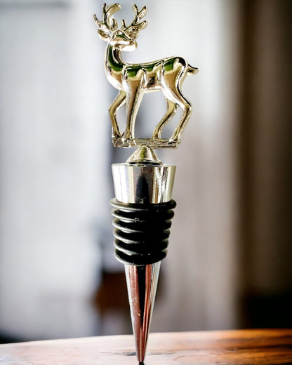Exklusiver Metall-Weinverschluss mit Hirsch - Elegant und funktional, personalisierbar mit Gravur