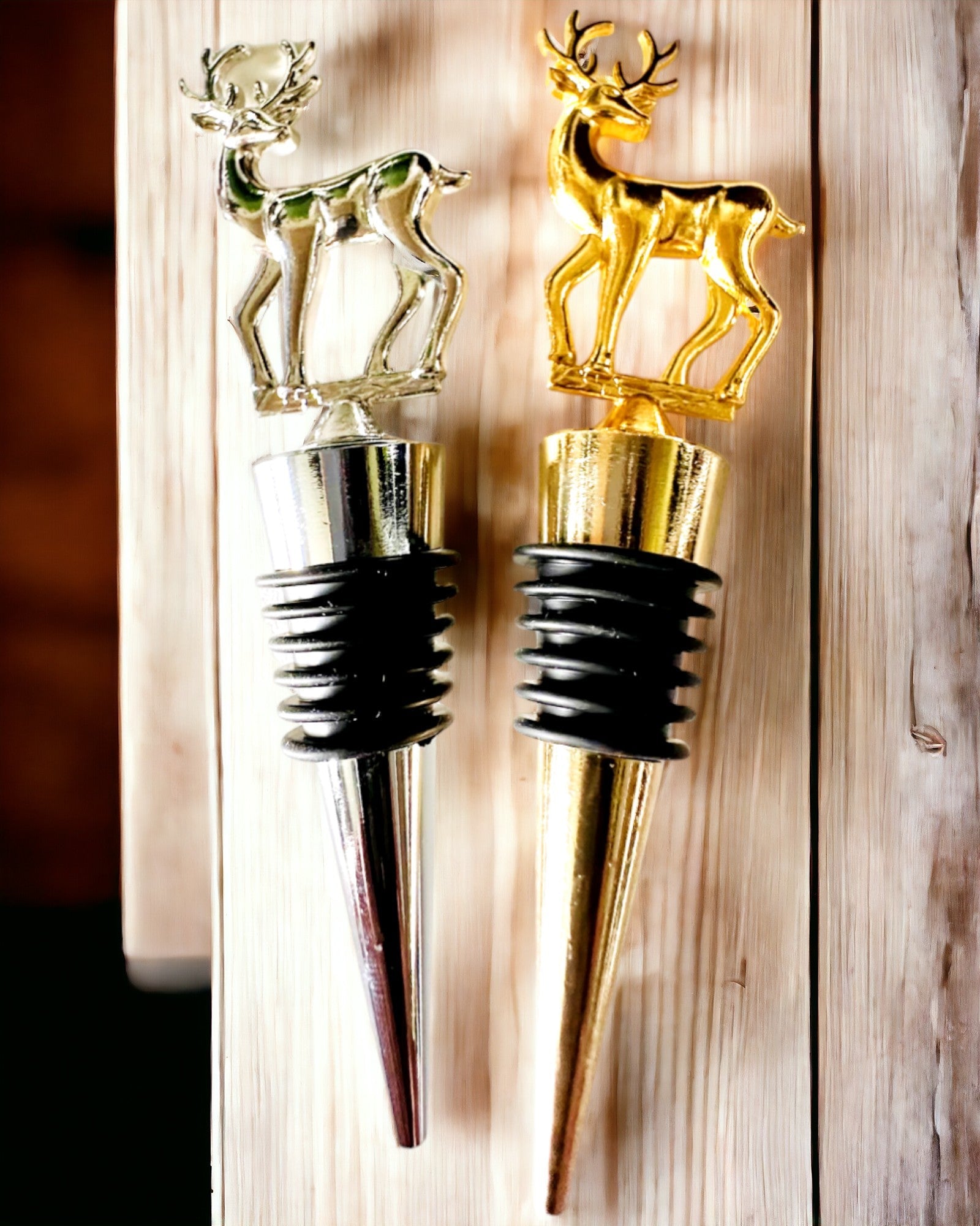 Exklusiver Metall-Weinverschluss mit Hirsch - Elegant und funktional, personalisierbar mit Gravur