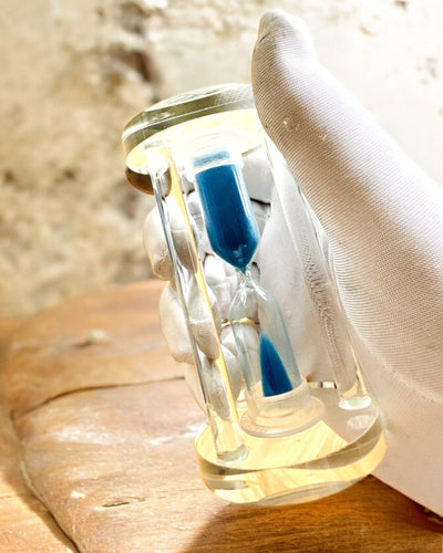 Sanduhr „Blue Elegance“, 10 cm hoch, misst 10 Minuten Zeit