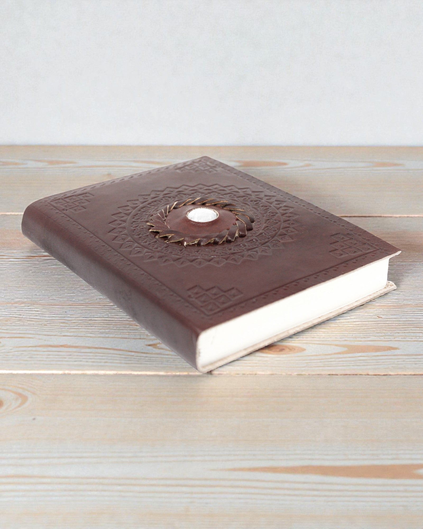 Leder-Notizbuch Mondstein Luna Aura – 17 × 12 cm