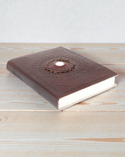 Leder-Notizbuch Mondstein Luna Aura – 17 × 12 cm