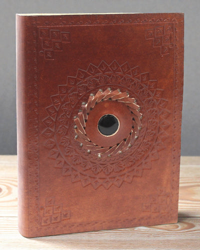 Umbra Mandala – Leder-Notizbuch mit schwarzem Onyx