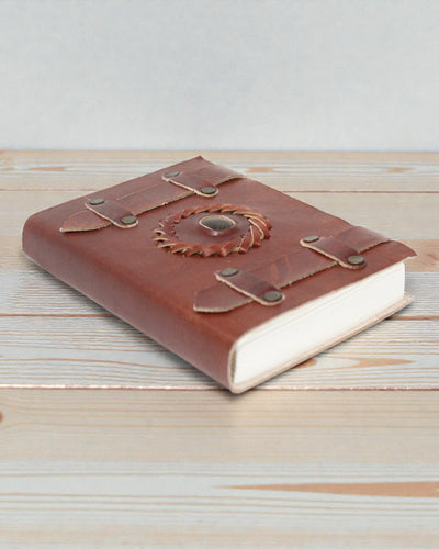 Solaris Eye – Leder-Notizbuch „Tigerauge“ mit doppelten Riemen