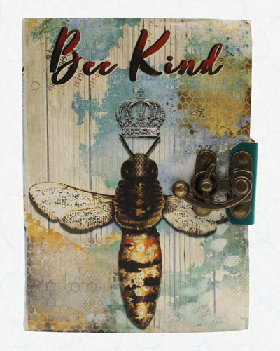 Apis Artis – Leder-Notizbuch „Bee Kind“ mit gealterten Blättern