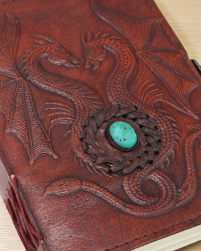 Leder-Notizbuch Zwei Drachen Arkana – Esoterisches Tagebuch 17,5 × 12,5 cm