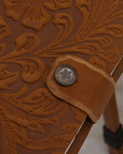 Leder-Notizbuch mit geprägten Blumen – braun (17,8 x 12,7 cm)