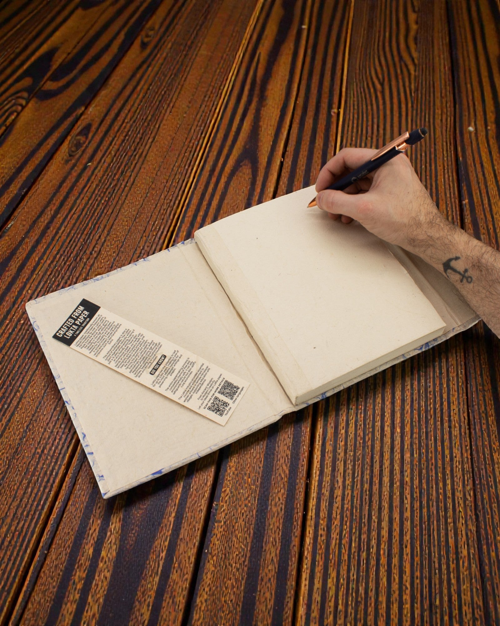 Blaue Baumwollwolke – großes Lokta-Notizbuch mit blauem Baumwollstoff 21 × 15 cm, 45 Blätter