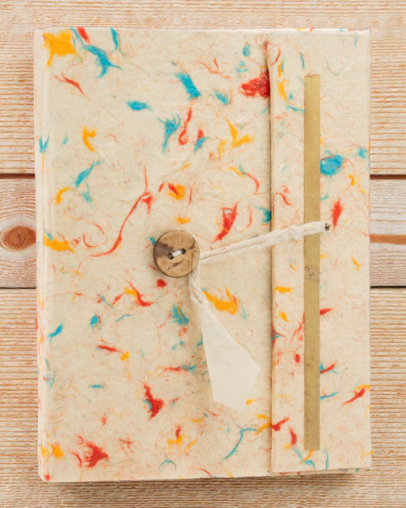 Lokta Farbhauch Baumwolle – handgefertigtes Notizbuch 15 × 12 cm, 45 Blatt, mehrfarbige Baumwolle