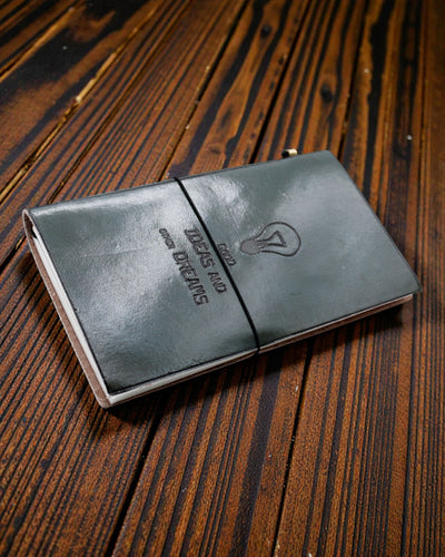 Handgefertigtes Leder-Notizbuch Graue Ideen – Gute Ideen und andere Träume (80 Seiten)