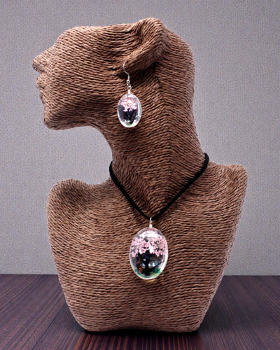 Rosengarten – Schmuckset mit getrockneten Blumen Baum des Lebens