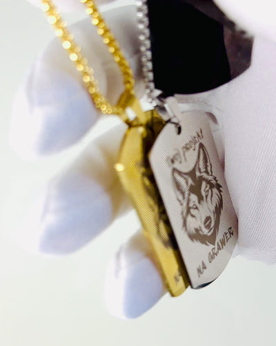 Halskette mit Dog Tag "Drei Schattierungen des Stils" - Erkennungsmarke - Eleganter Anhänger aus Edelstahl mit Gravuroption