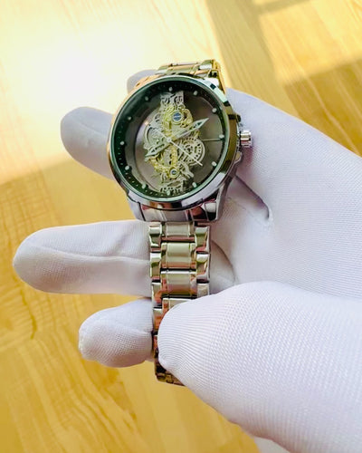 Elegante Herrenuhr KIMSDUN Prestige Transparentes Uhrwerk und Sportliche Eleganz, personalisierbar mit Gravur