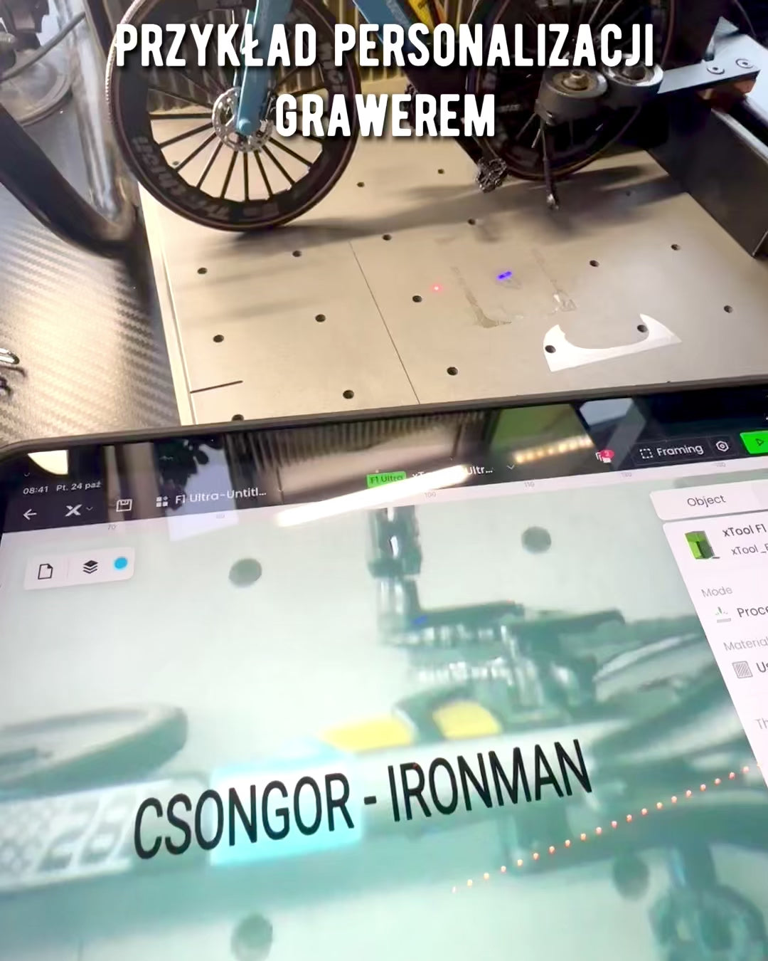 Miniaturmodell eines Triathlonfahrrads „SpeedStorm 1.2“ Personalisierung mit Gravur als Geschenk