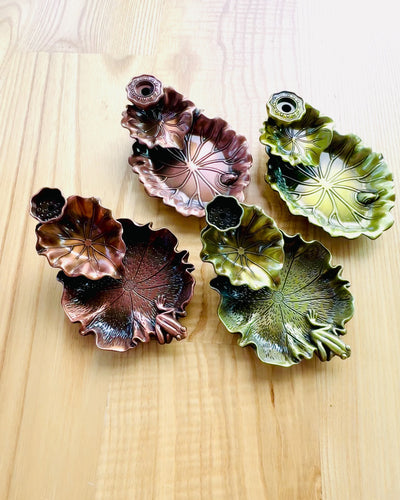 Eleganter Metallhalter für Räucherstäbchen Lotusblatt - 4 Varianten zur Auswahl, Möglichkeit der Personalisierung mit Gravur als Geschenk