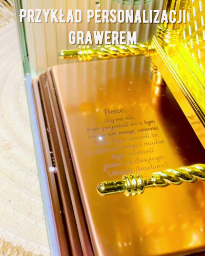 Vergoldete Replik der Bundeslade – Dekorative Arche-Statue aus Kupfer in Größe XL 28x15,6x20 cm