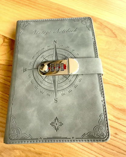 Geheimes Notizbuch A5 Vintage mit Zahlenschloss - Wählen Sie Ihren Stil, Personalisierung mit Gravur als Geschenk