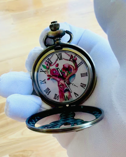 Taschenuhr "Leśny Strażnik" - Elegante Uhr mit Hirschmotiv, personalisierbar mit Gravur