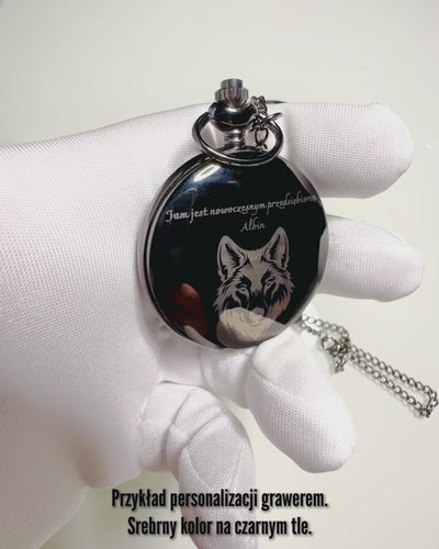 Schwarze Taschenuhr "Klassische Eleganz" mit Gravurmöglichkeit