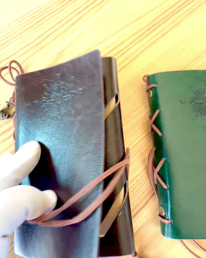 Vintage Segelnotizbuch A6 oder A7 Größe - mit Kompassmotiv und gelagerten Seiten - Erhältlich in verschiedenen Farbvarianten, Gravur möglich