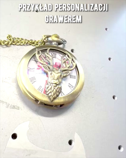 Taschenuhr "Leśny Strażnik" - Elegante Uhr mit Hirschmotiv, personalisierbar mit Gravur