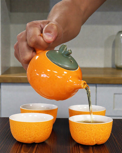 Saftige Orange – Teeset mit 4 Tassen
