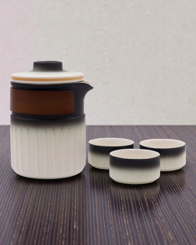 Reise dreier Freunde – Keramik-Reiseset mit Teekanne und 3 Bechern