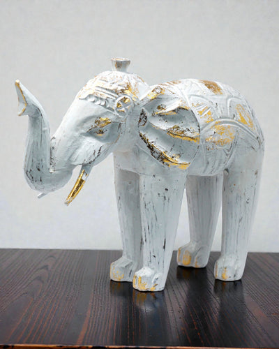 Elefantenskulptur 24 cm – Weiß und Gold