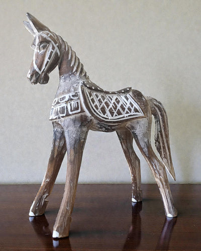Mittelgroßes antikes Pferd 25 cm – Klassische orientalische Skulptur