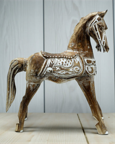 Mittelgroßes antikes Pferd 25 cm – Klassische orientalische Skulptur