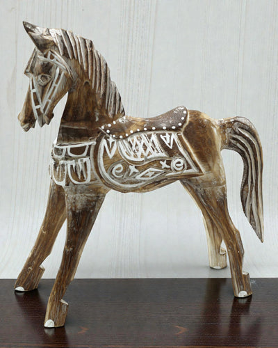 Mittelgroßes antikes Pferd 25 cm – Klassische orientalische Skulptur