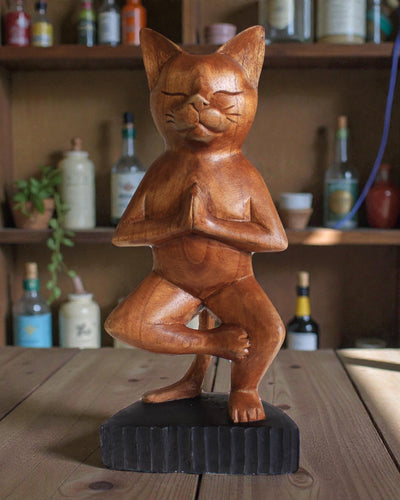 Katzenskulptur – Yoga 2 Ein Bein 30 cm