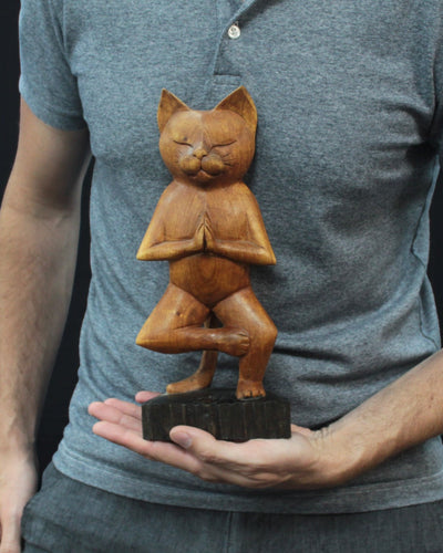 Katzenskulptur – Yoga 2 Ein Bein 30 cm