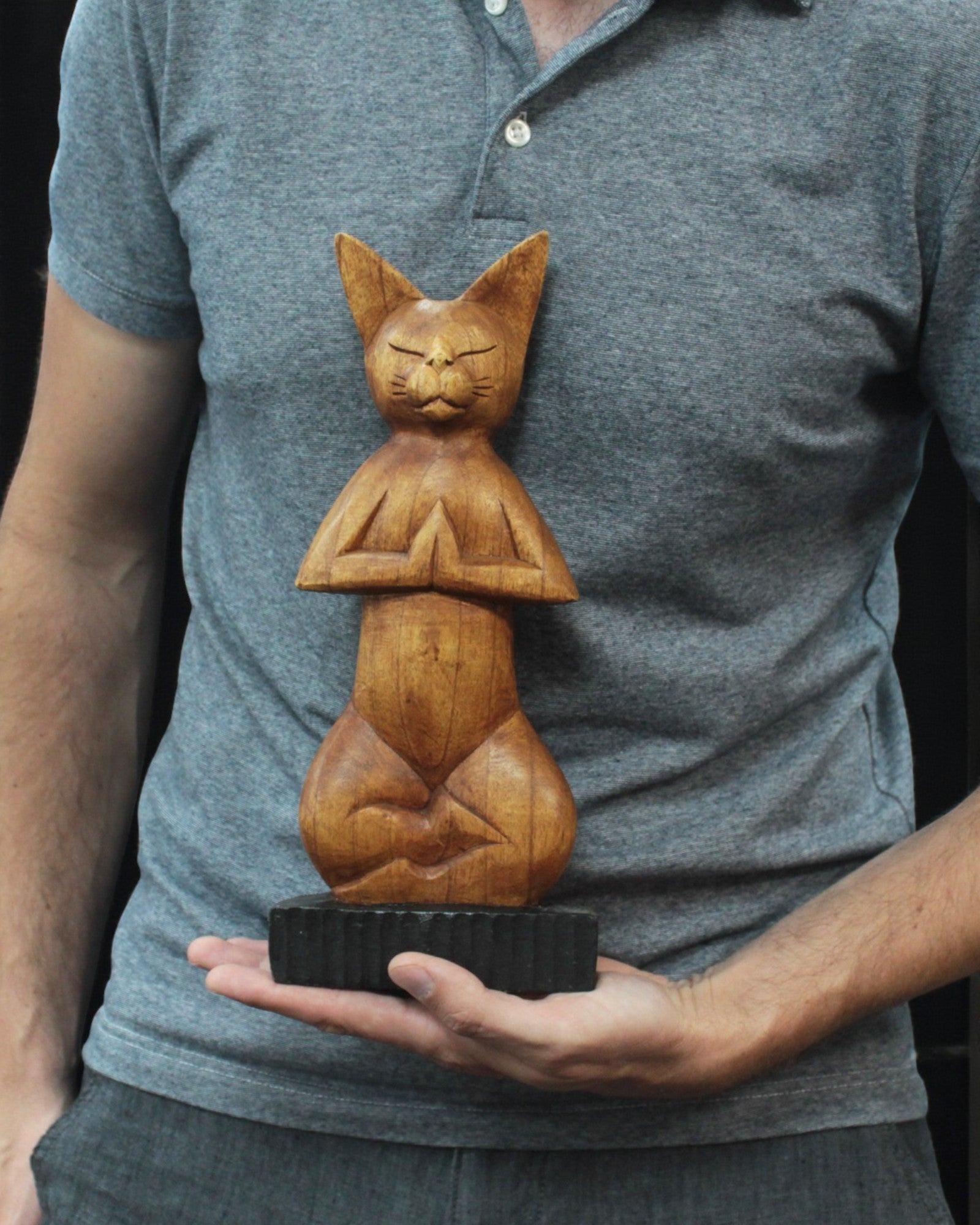 Katzenskulptur – Yoga 3 Lotusblüte 30 cm