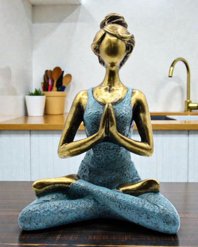Frauenfigur 24 cm – Yoga Gold-Türkise Energie