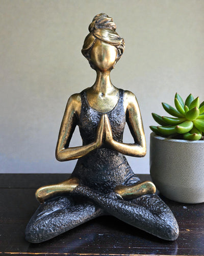 Frauenfigur 24 cm – Yoga Gold-Schwarze Kraft
