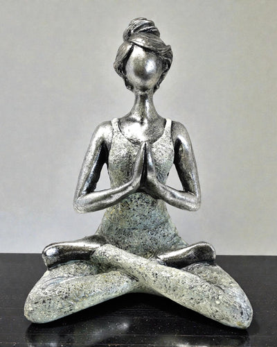 Frauenfigur 24 cm – Yoga silber-weiße Reinheit
